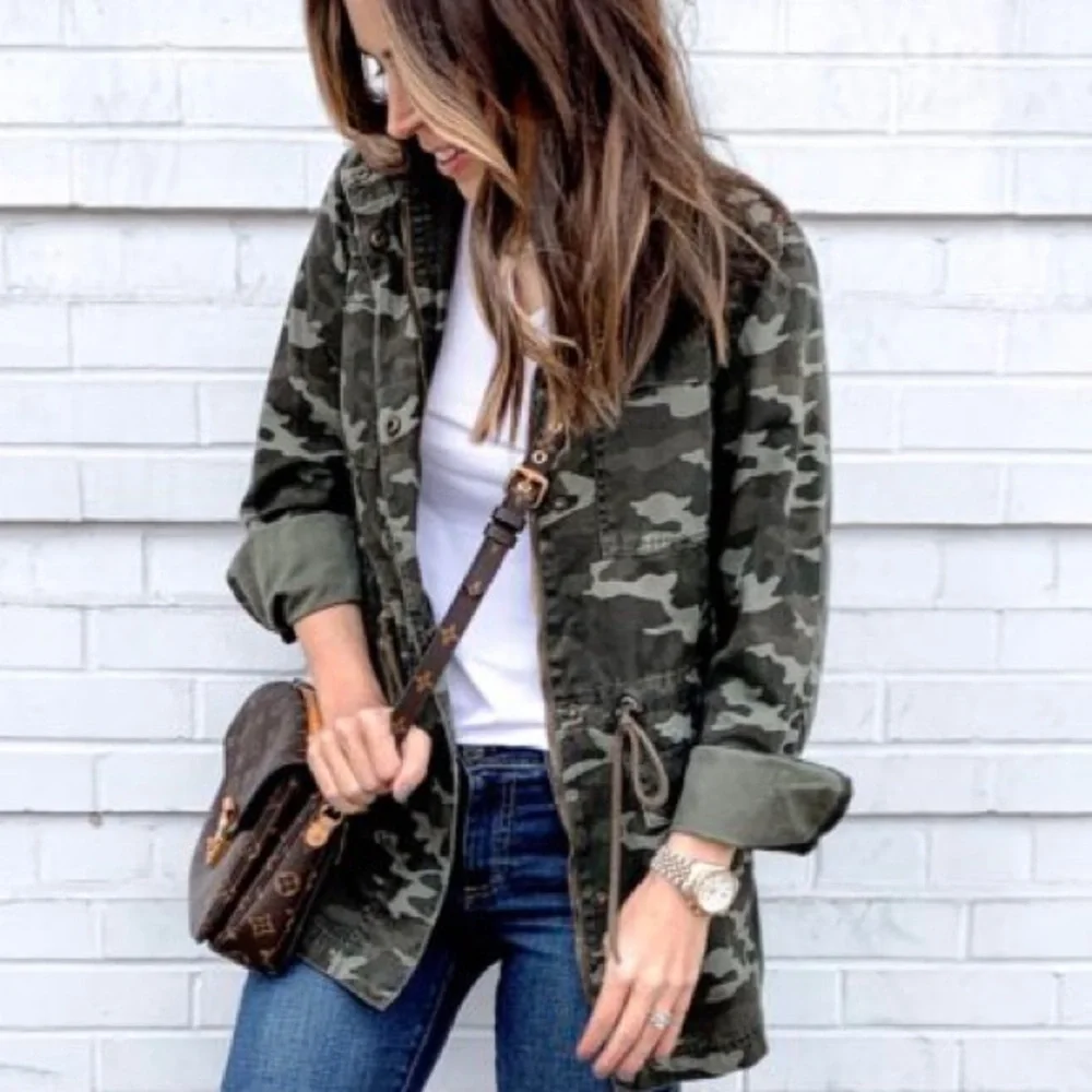 Camouflage Military Cotton Anorak Jacket olive green